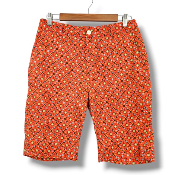 Fairway & Greene Pants - Fairway & Greene Womens Orange Geometric Print‎ Bermuda Shorts Size 10